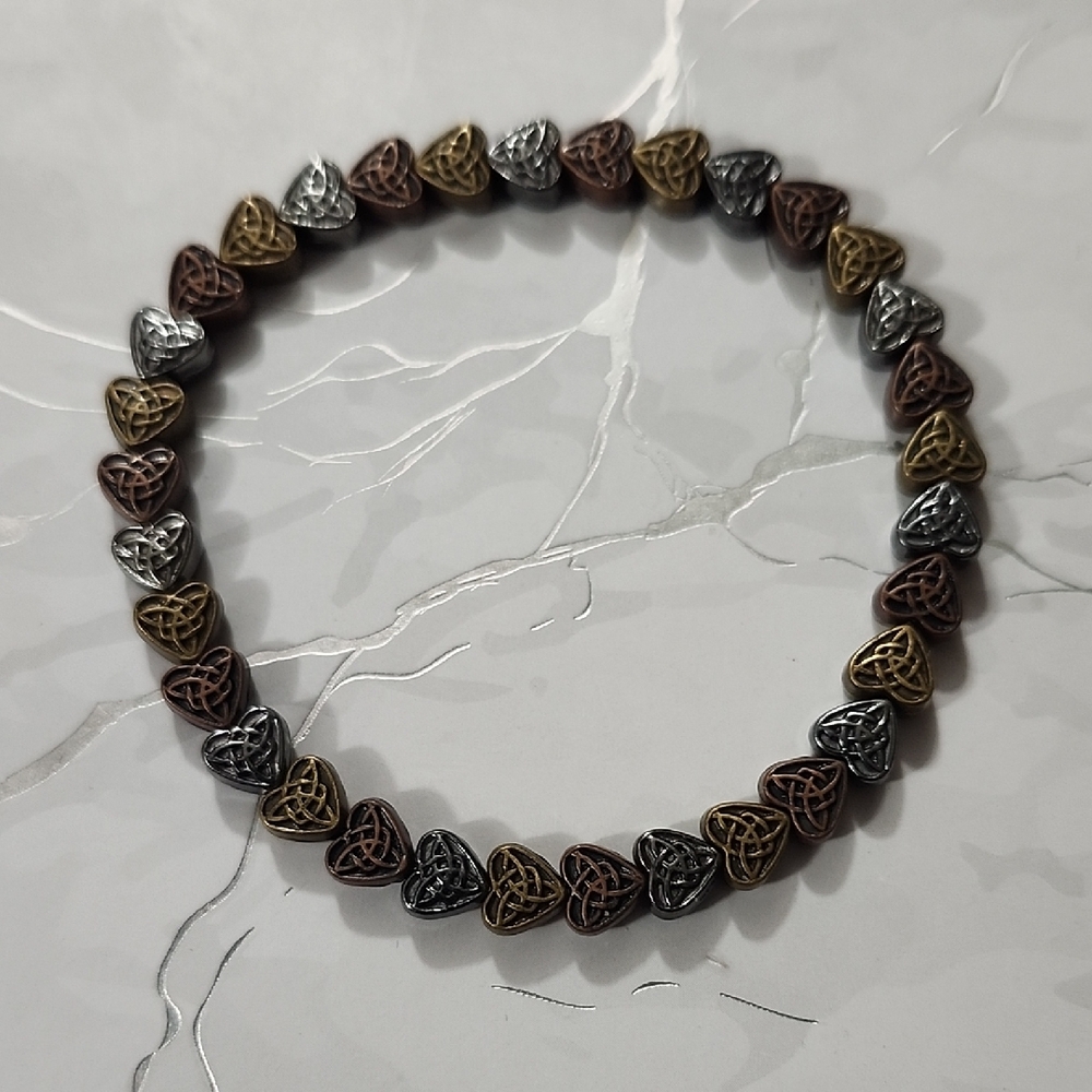 Handmade Tri-Color Metal Heart Bracelet